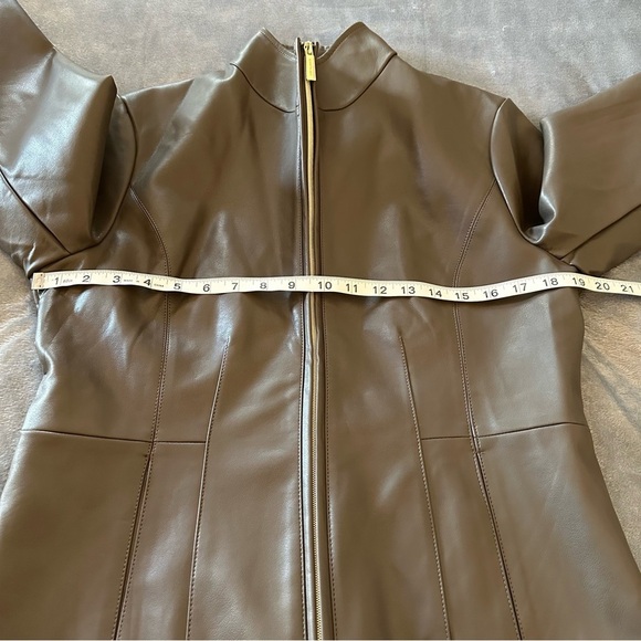 NWOT KENNETH COLE GRAY FAUX LEATHER STANDUP COLLAR ZIP JACKET Size M - Picture 14 of 14